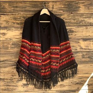 Boho Fringed Poncho